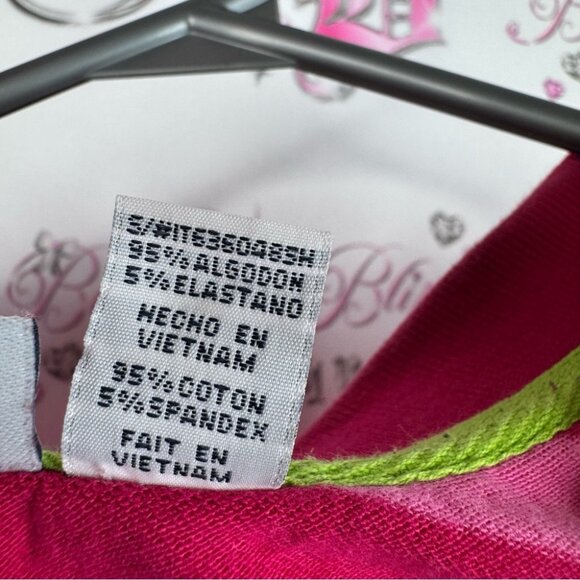 Izod stretch cropped shirt lime green stretch Fuchsia and Pink Striped Top - Picture 7 of 9